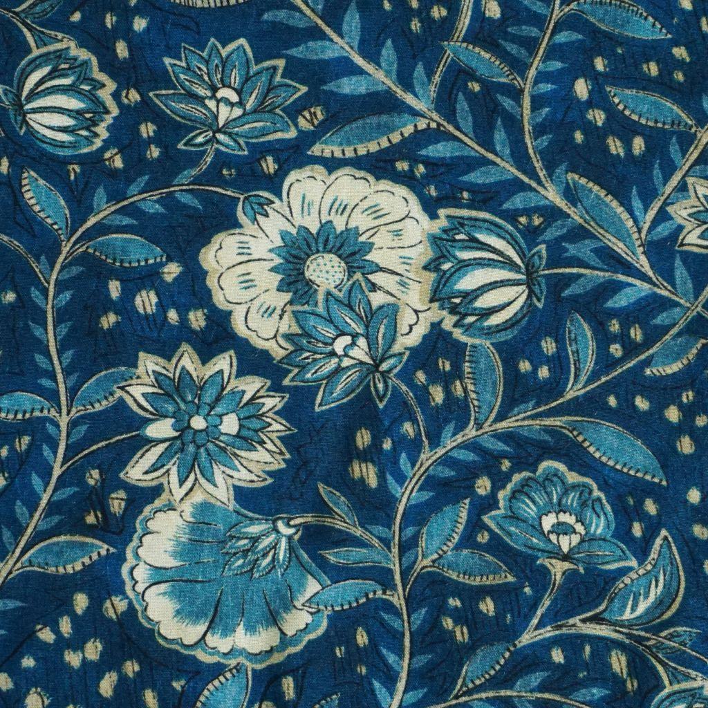 Viskose Druck Blüten blau